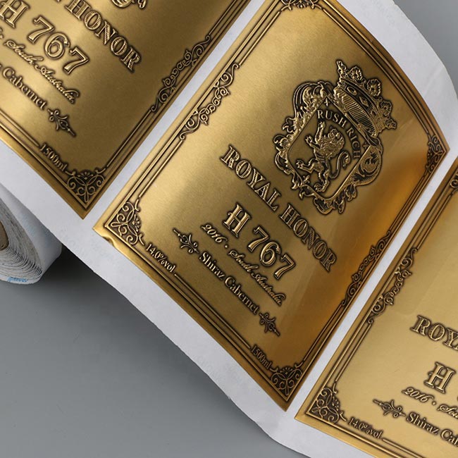 luxury metal wine label