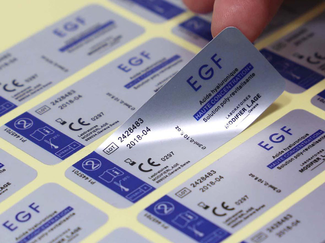 silver labels printing China