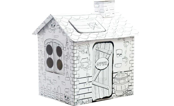 DIY Painting Cardboard Playhouse