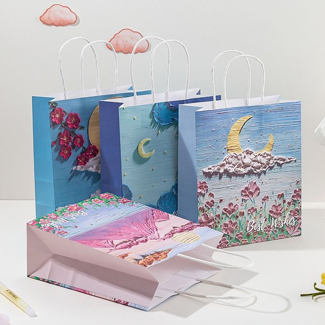 Custom Print Festival Gift Carrier Paper Bags