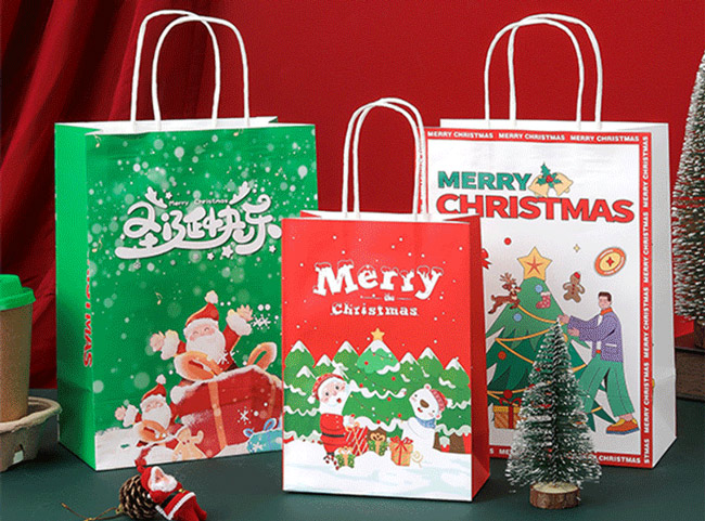 Christmas Holiday Gift Carrier Paper Bags