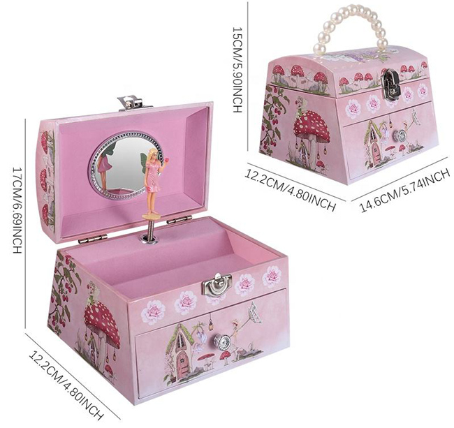 Cardboard Music Jewelry Box with Pearl Handle