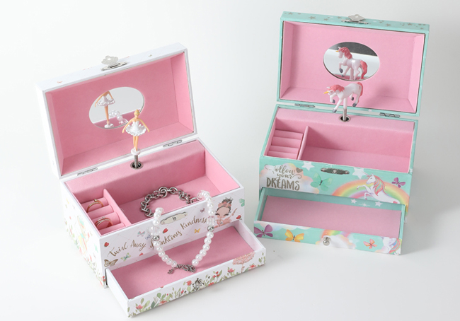 Cardboard Music Jewelry Box with Mirror