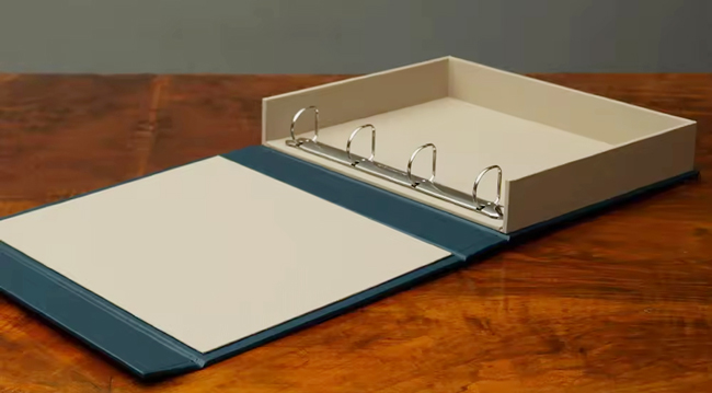 Cardboard Clamshell Box with Metal Binder Ring