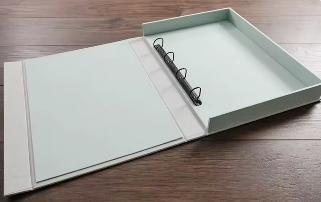 Cardboard Clamshell Box with Binder for File Document Organizer