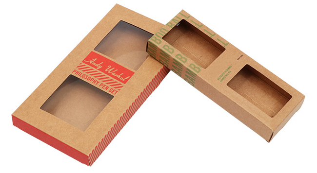 Clear PVC Window Kraft Packaging Boxes