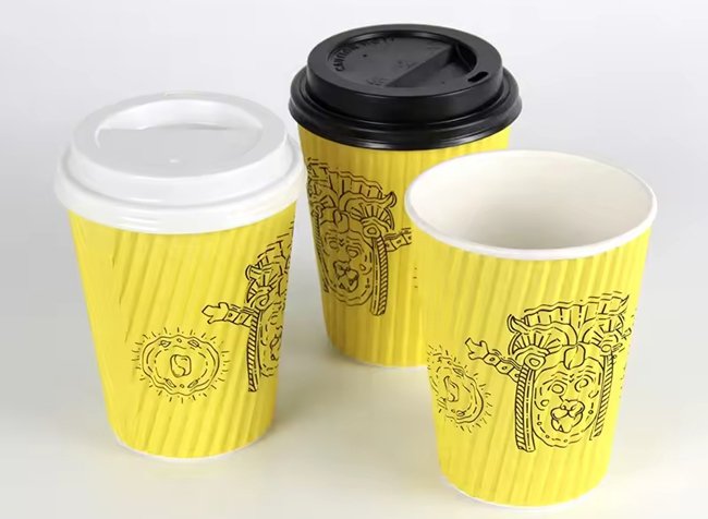 Disposable Ripple Wall Coffee Paper Cups with Lids