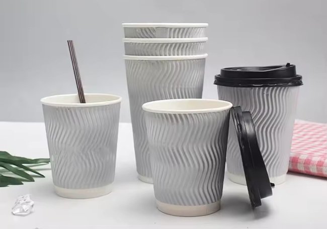 Custom Printed Ripple Wall Paper Cups for Hot Drinks